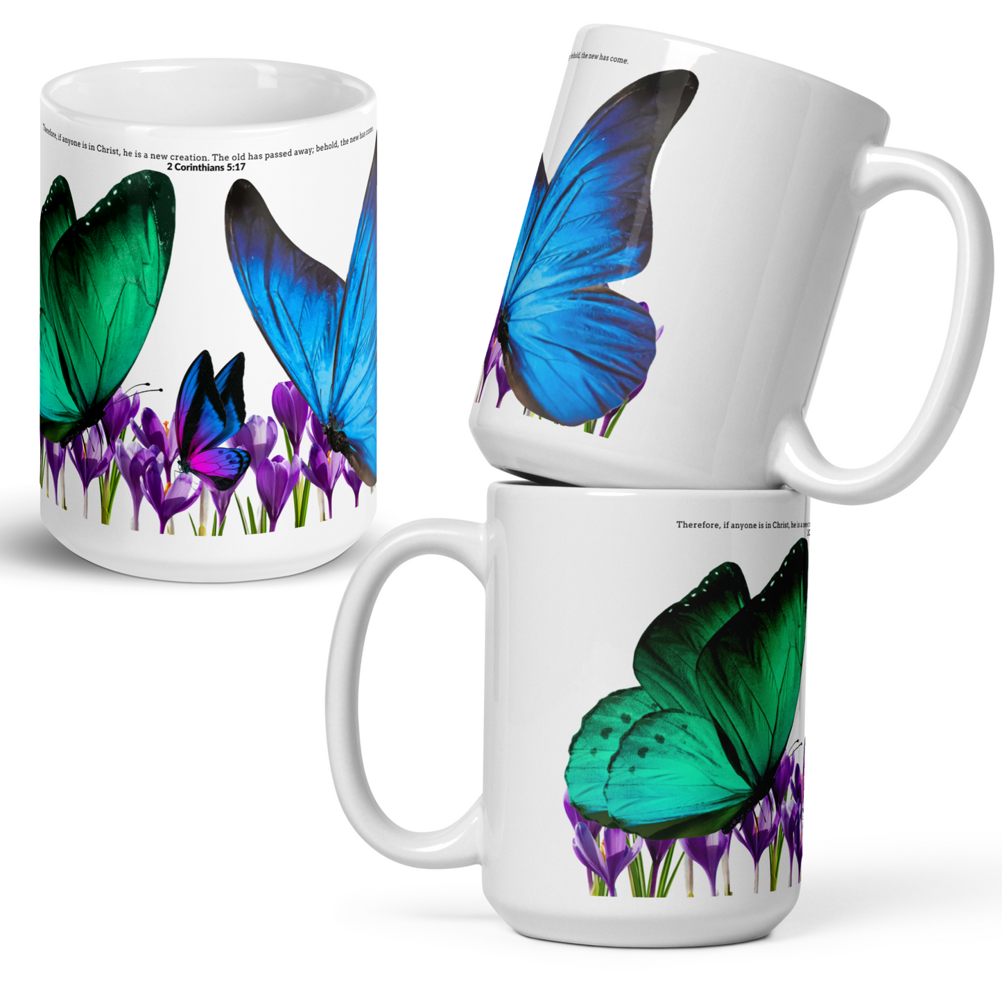 New Creature White Glossy Mug ( 2 Corinthians 5:17)